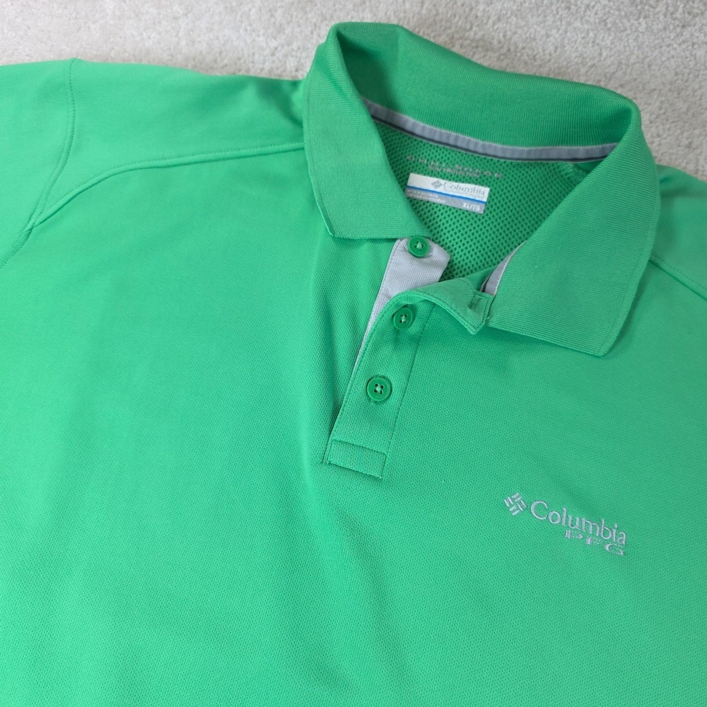 Columbia Polo Shirt Mens XL Green Gray Omni Shade Sun Protection Vented